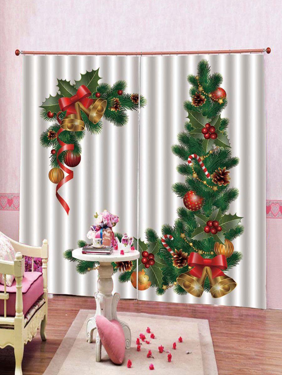 

2PCS Christmas Bell Pattern Window Curtains, Multi