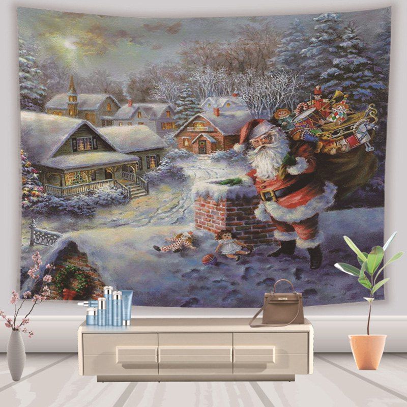 

Christmas Tapestry Hanging Cloth Background Decoration 130cm x 150cm, Multi-a