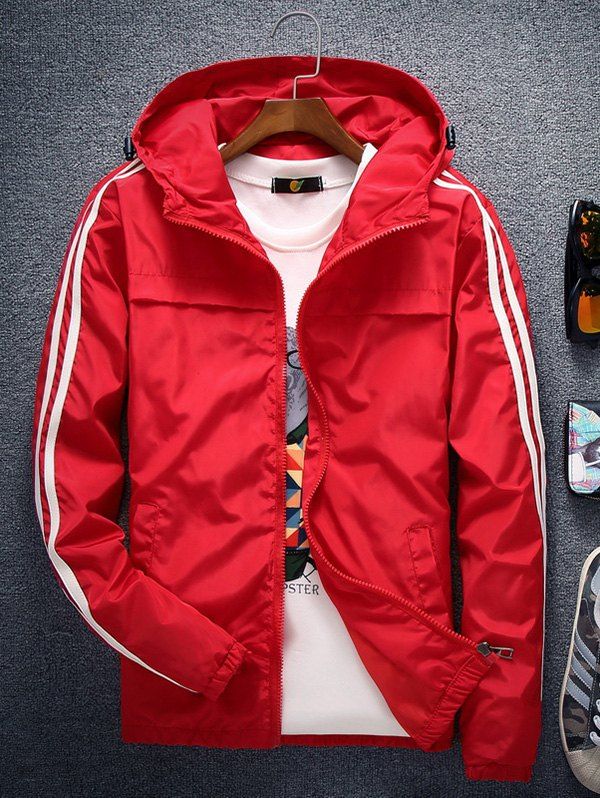 Veste Homme Capuche Couleur Unie Simple Sports En RED veste sport couleur france