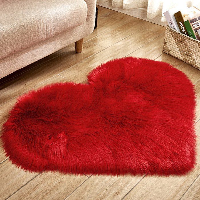 Solid Color Love Shape Woollike Carpet Mat Mattress Blanket Sofa Cushion Mat Plu