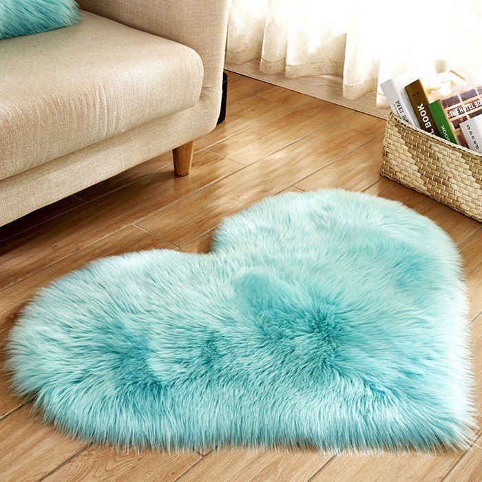 

Simple Love Shape Wool-like Carpet, Day sky blue