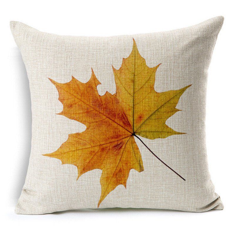 

Maple Leaf Cotton Pillow Chinese Slipcover Sofa Cushion, Warm white