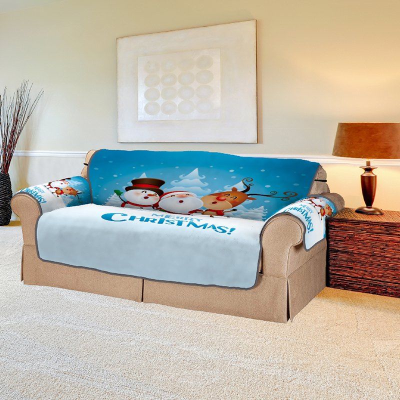 

Christmas Double Sofa Mat, Pastel blue