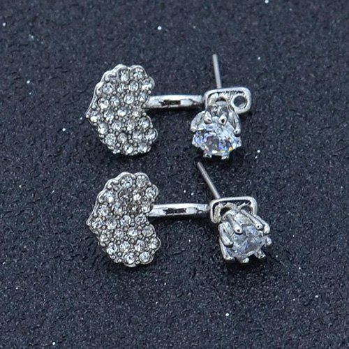 

Simple Full Diamond Heart-shaped Fashion Stud Earrings, Silver