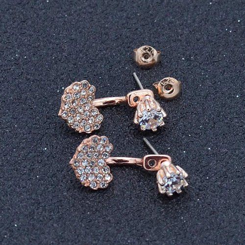 

Simple Full Diamond Heart-shaped Fashion Stud Earrings, Rose gold