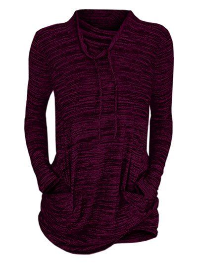 

Women's Sports Wind Pile Collar Pocket Fashion Loose T-shirt, Firebrick