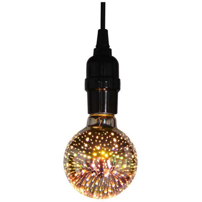 

G80 Colorful 3D Glass Firework LED Bulb Christmas Decoration, Black