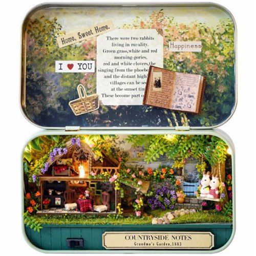 

Creative Old Times Trilogy DIY Handmade Cabin Boutique Doll House Box Set, Multi-a