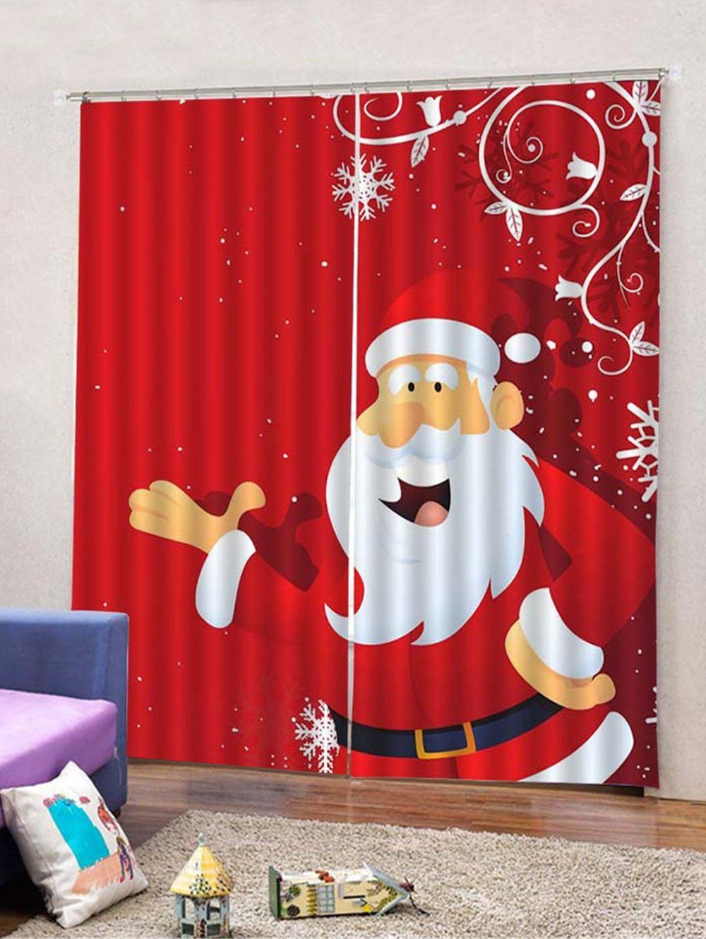 

2PCS Santa Claus Printing Window Curtains, Multi