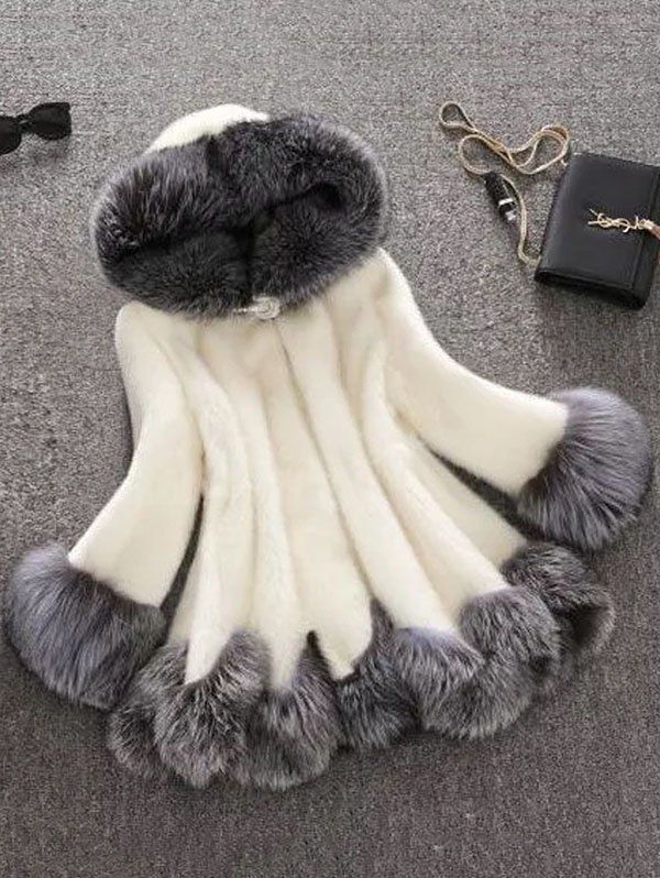 Cheap Autumn And Winter Faux Rabbit Fur Fox Fur Hooded Coat  