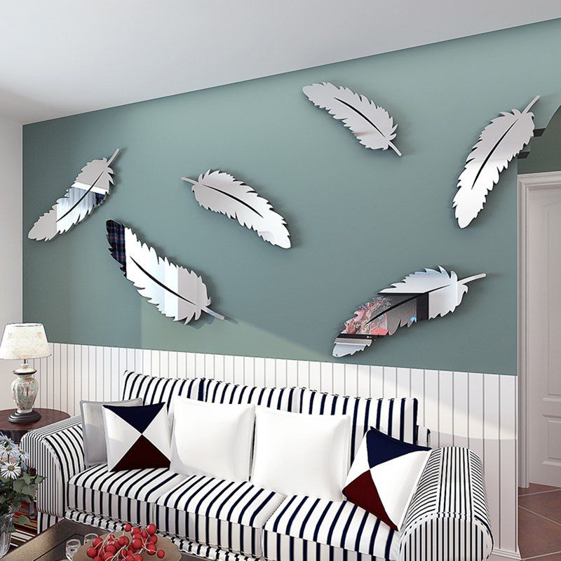 

Mirror Feather Acrylic 3D Wall Sticker, Silver