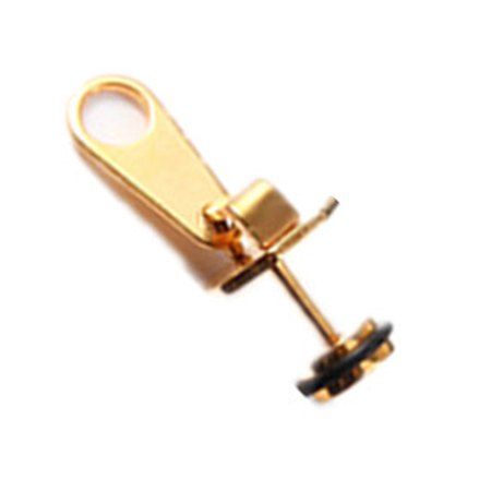 

Hip Hop Rock Zipper Titanium Steel Dumbbell Earrings, Gold