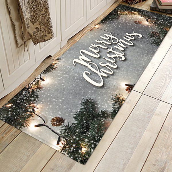 

Christmas Door Kitchen Bathroom Absorbent Anti-slip Carpet, Multi-a
