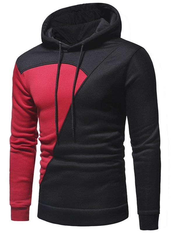 

Color Block Design Pullover Hoodie, Red