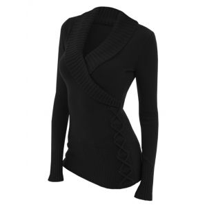 

Fashion Women's V-neck Sweater, Black