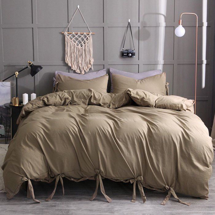 33 Off Washable Cotton Solid Color Soft Comfortable Bed Set 3pcs