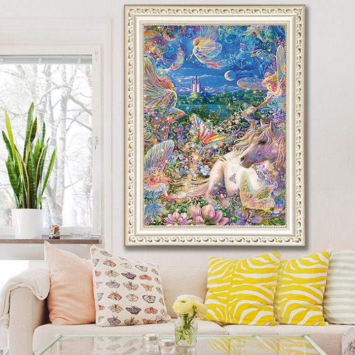 

5D Unicorn Living Room Bedroom Cross Stitch Diamond Painting, Multi-a