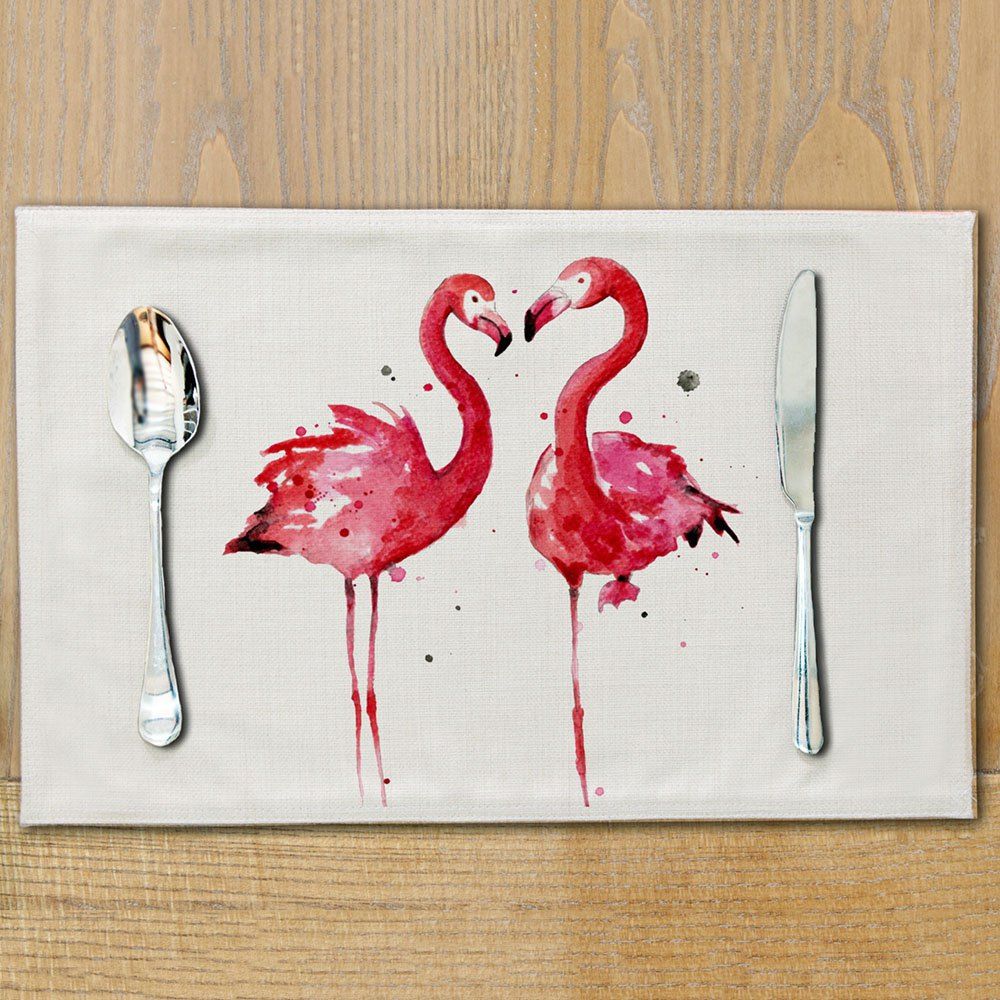 

Flamingo Cotton Meal Pads Dish Western Anti-scalding Table Mats, Multi