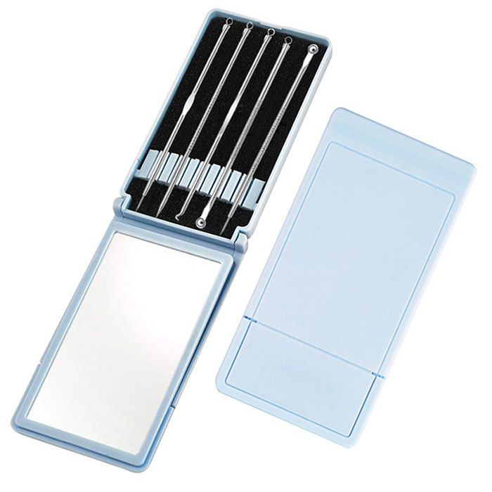 

Multi-function Carbon Steel Mirror Acne Needle 5pcs, Baby blue