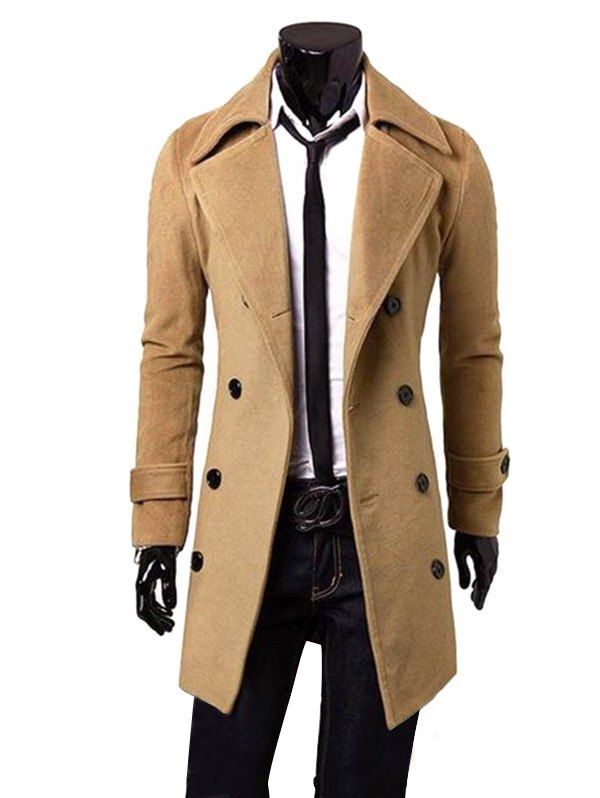 [47% OFF] Men Fashionable Turn-down Collar Long Wind Coat | Rosegal