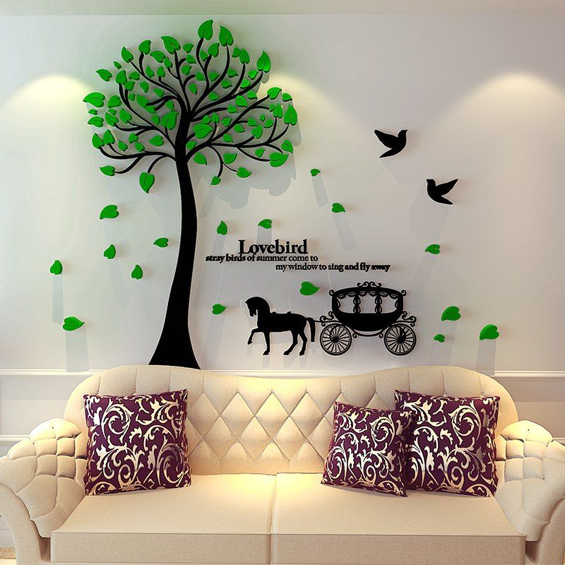 2019 tree carriage acrylic 3d wall sticker european simple