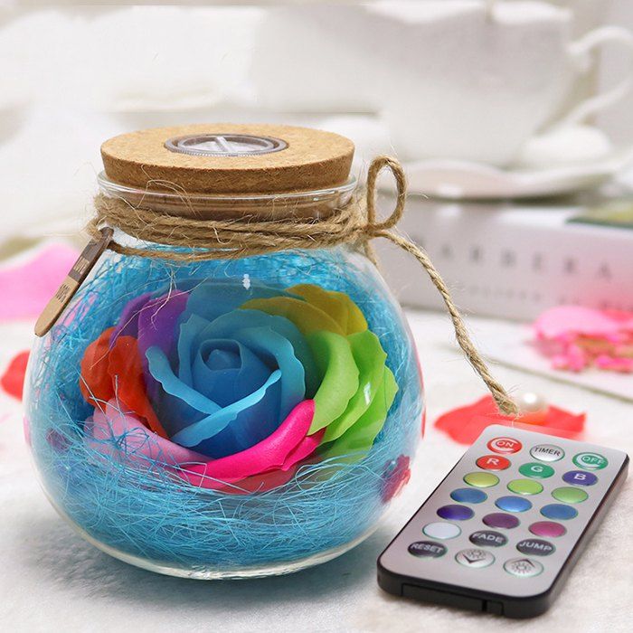 

Creative Products Practical Eternal Flowers Soap Roses Wishing Bottles for Birthday Valentine Day Gifts, Light blue