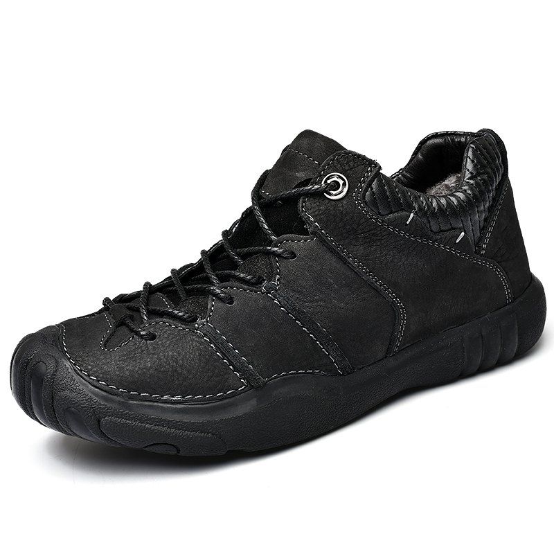 

Men Fashionable Leather Outdoor Hiking Shoes, Black
