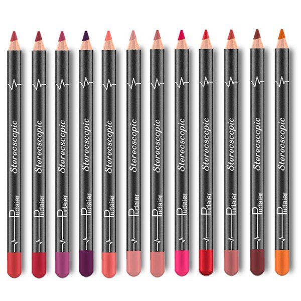 

Pudaier Lip Liner Waterproof Non-marking Matte Velvet Lipstick Pen 12pcs, Multi-a