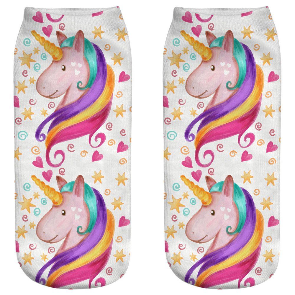 

Fashion Ladies Unicorn 3D Printed Socks, Milk white