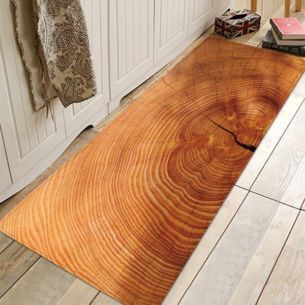 

Printed Living Room Strip Carpet Non-slip Floor Mat for Entry Door Kitchen Bathroom Wood Annual Ring Circle, Burlywood