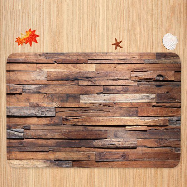 

Wood Grain Absorbent Non-slip Floor Mat for Living Room Bathroom Kitchen, Multi