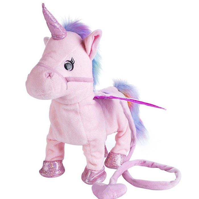 

Leashing Electric Walking Unicorn Plush Flying Horse Doll, Pig pink