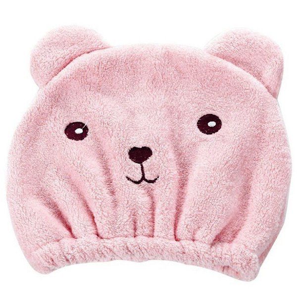 

Cartoon Bear Dry Hair Cap Absorbent Adult Thickening Quick-drying Hooded Shower Shampoo Towel, Pink