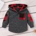 Boy's Hoodie Suit Casual Hooded Plaid Stitching -  