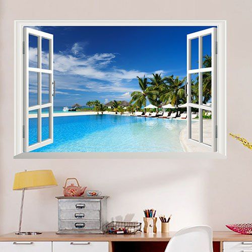 

MU85014S False Window Sea Wall Sticker, Multi