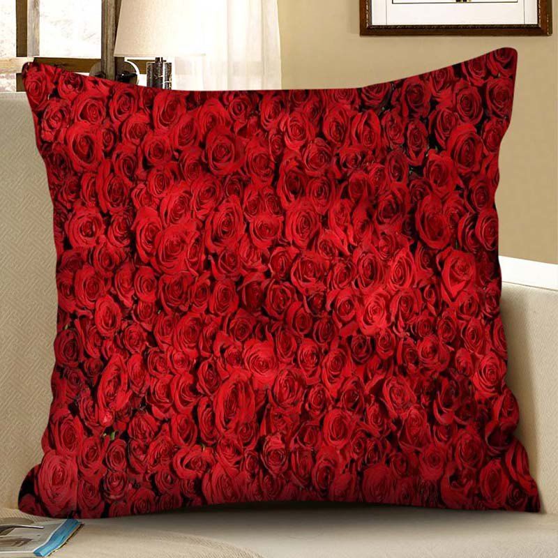 

Square Valentine Day Digital Printed Pillow Case, Red
