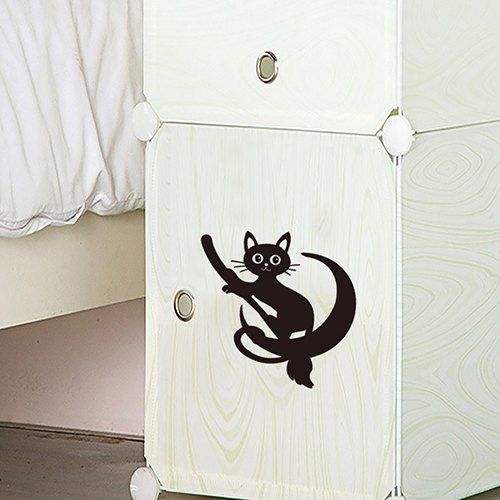 

DX018 Carved Craft Cute Cat Removable Wall Stickers, Black