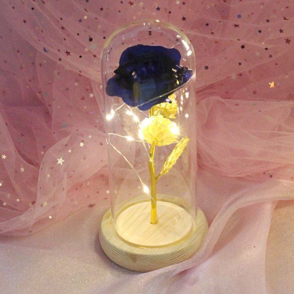 

Valentine Day Creative Gift Faux Gold Foil Rose Cover, Blue