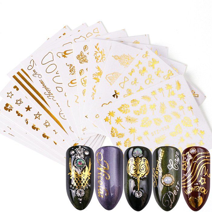 

Golden Gilding Watermark Nail Sticker 16pcs, Gold