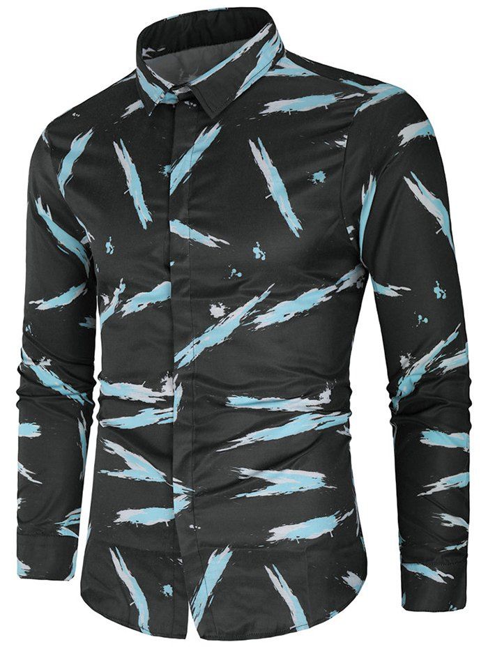 

Covered Button Oil Painting Print Shirt, Multi