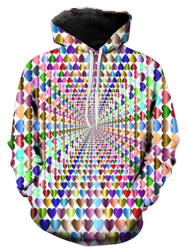 

Colorful 3D Hearts Print Pullover Hoodie, Multi-a