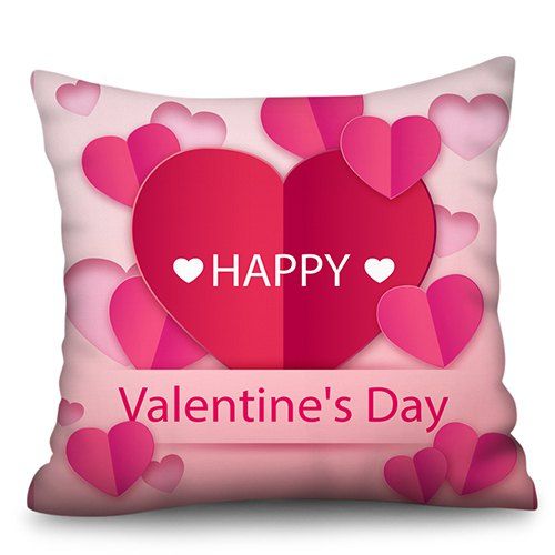 

Valentine Day Series Polyester Faux Linen Digital Printing Hug Pillowcase, Hot pink
