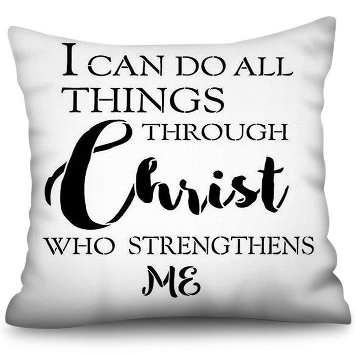 

Polyester Faux Linen Square English Alphabet Digital Printing Pillowcase, White
