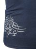 Dragon Flower Print Long Sleeves T-shirt -  
