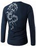 Dragon Flower Print Long Sleeves T-shirt -  