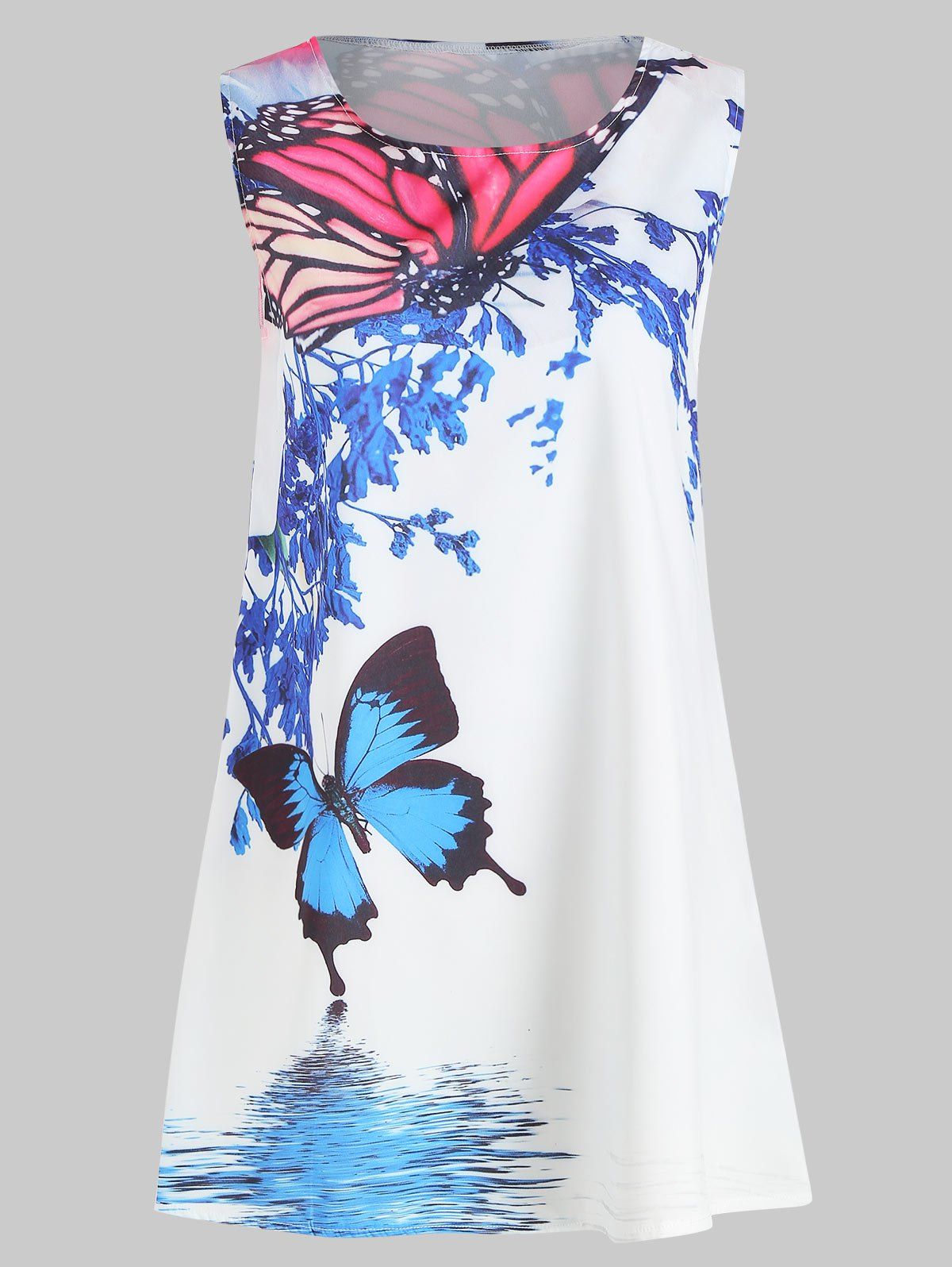 

Sleeveless Butterfly Print Casual Dress, Multi