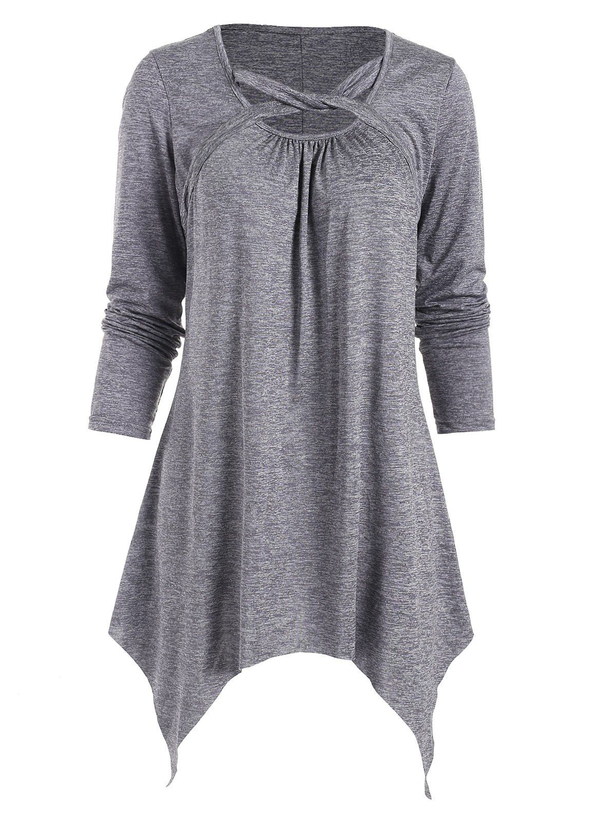 

Space Dye Hanky Hem Flared Mini Dress, Gray