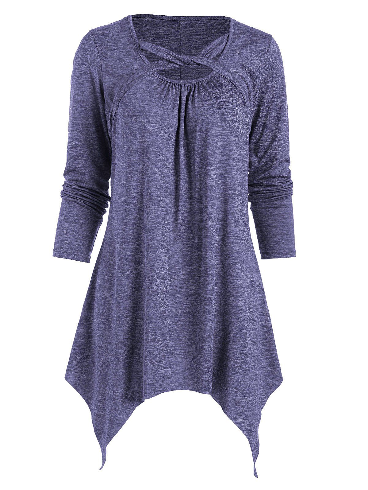 

Space Dye Hanky Hem Flared Mini Dress, Slate blue