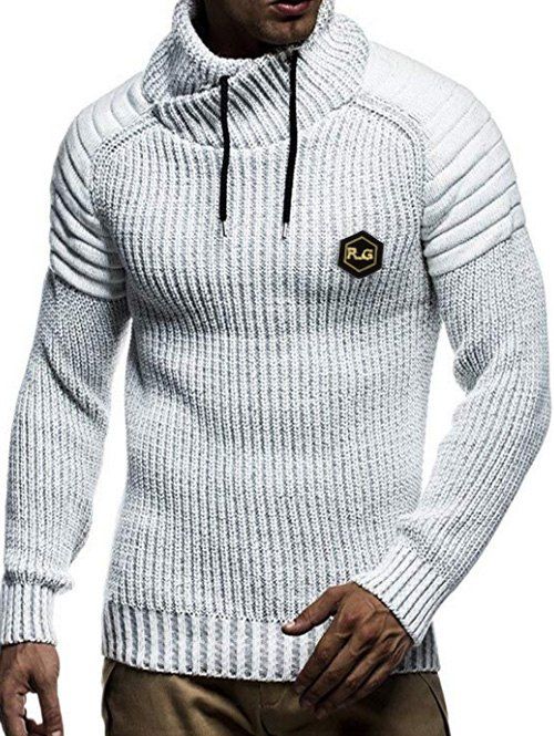

Applique Drawstring Pullover Sweater, White