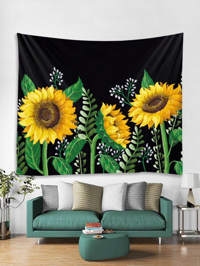 

Sunflower Leaf Tapestry Art Decoration, Black